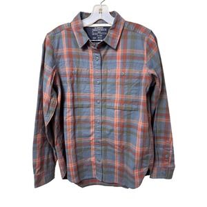 REI Co-Op Wallace Lake Plaid Flannel Shirt Medium Orange Blue Soft Gorpcore M